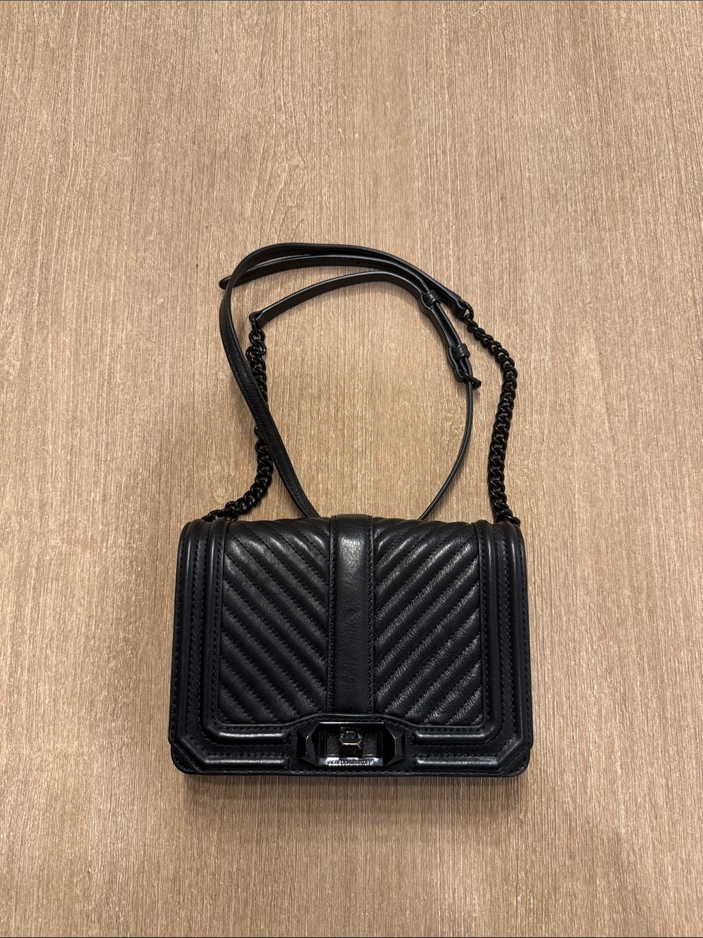 Rebecca Minkoff Black Quilted Leather Crossbody Shoulder Bag - Picture 1 of 6